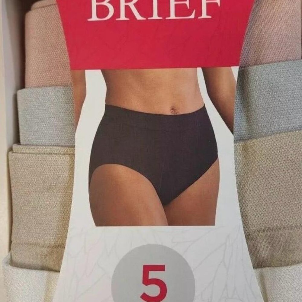 Carole Hochman Ladies' Seamless Brief, 5-Pack, Black & Multicolor, S, M, NWT